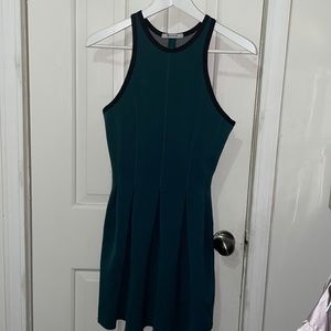 T by Alexander Wang Pleated Scuba Teal Green Dress